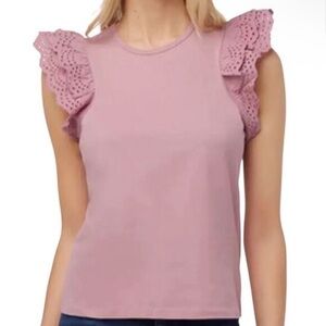 Joe’s Jeans Eyelet Sleeve Top in Rose Pink Size XL | NWT